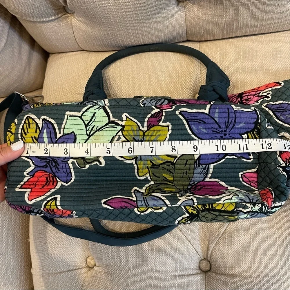 Vera Bradley Hadley Satchel Falling Flowers Bag Green Cross body